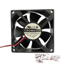 1 PCS CROWN Fan AGE08025B24H DC 24V 0.30A 8025 8CM 2-PIN inverter cooling fan