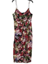 Express Dress Womens Sz Large Floral Babydoll Midi Festival Fairy Y2K Metallic