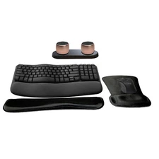New Logitech MK670 Keyboard/Mouse Set + 2 Pro Speakers, Gel Wrist/Mouse Pads