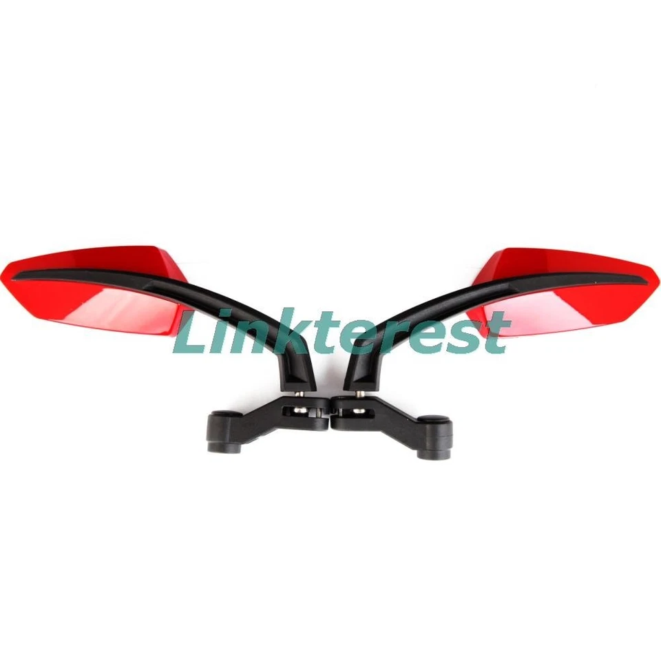 ESPEJOS RETROVISORES LATERALES UNIVERSALES NEGROS ROJOS MOTO 8-10MM PARA KAWASAKI SUZUKI Foto 2 de 4