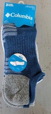 New! Columbia Men’s No-Show Low Cut Socks size 6-12 3Pk Multi Color