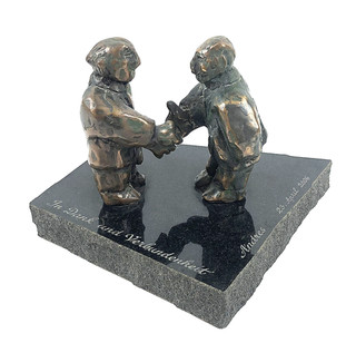 Bronze Tauno Kangro 1966 Estonia Signed 2 Figures Men Thanks Connection