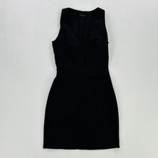 AllSaints Dalea Dress Womens 0 Black Floral Jacquard Plunge V Neck Bodycon Mini