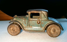 Vintage 1930s Arcade Cast Iron Blue Ford Convertible Car 113 Steel Wheels 4"