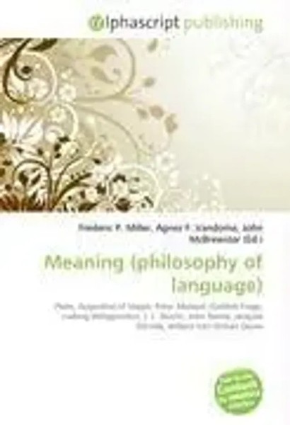Meaning (Philosophy Of Language) Frederic P. Miller (U. A.) Taschenbuch Englisch-image