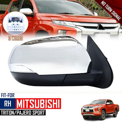 FITS 2019-22 MITSUBISHI L200 MONTERO SPORT SIDE MIRROR CHROME ELECTRIC 3WIRES RH