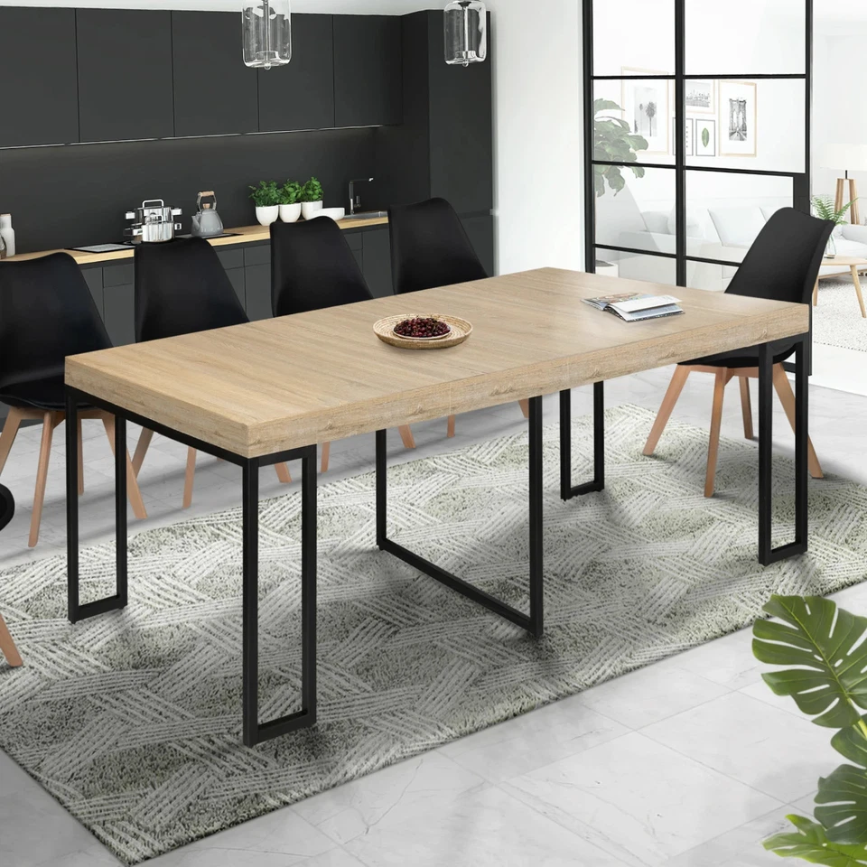 Table console extensible TORONTO 10 personnes 235 cm design industriel - Photo 2/4