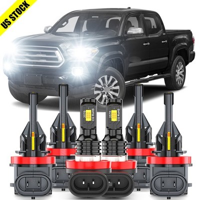 6x Combo LED Headlight High Low Beam Fog Lights for Toyota Tacoma 16-2023 White