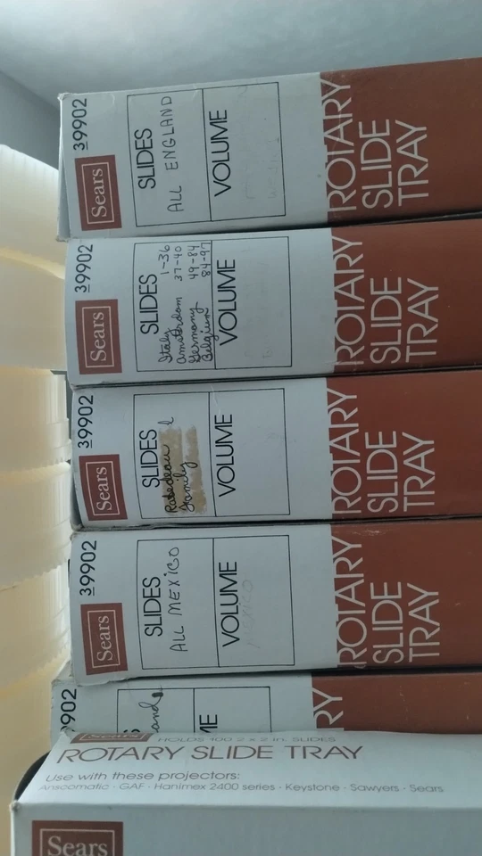 9 Vtg Sears Rotary Slide Tray 39902 In Original Boxes Holds 100 2" x 2" slides - Image 3 of 4