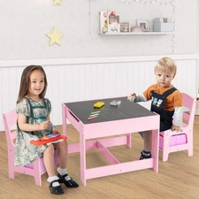 NNECW 3-In-1 Kids Multi Activity Table & 2 Chairs Set for Toddlers