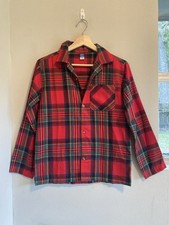 Old Navy Unisex Boy Red Green Plaid Flannel Pajama Top XL 14-16