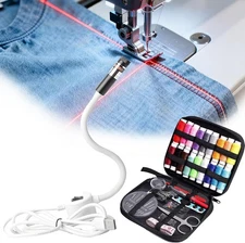 Magnetic positioning sewing machine light with adjustable dot/line/cross project