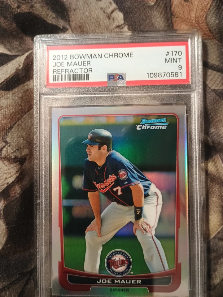Joe Mauer 2012 Bowman Chrome Refractor #170 Minnesota Twins 🔥PSA 9 Mint 🔥Pop 2 - Image 3 of 4