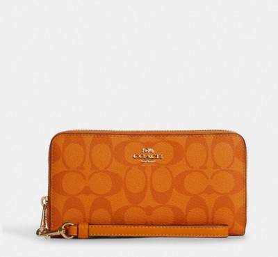 NWT Coach Accordion Long Zip Around Wallet In Canvas Leather Signature  C4452