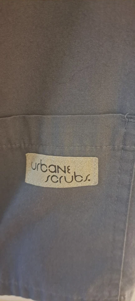  Scrub Top Urbane Scrubs Work  Dental/Medical Uniform  Medium Gray with pink  - Image 2 of 4