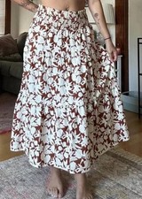 Universal Thread brown/ivory Maxi Skirt Side Pockets Women's Size S