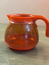 Vintage Children  s Play Coffee Pot Orange and Brown 1970's Unmarked
