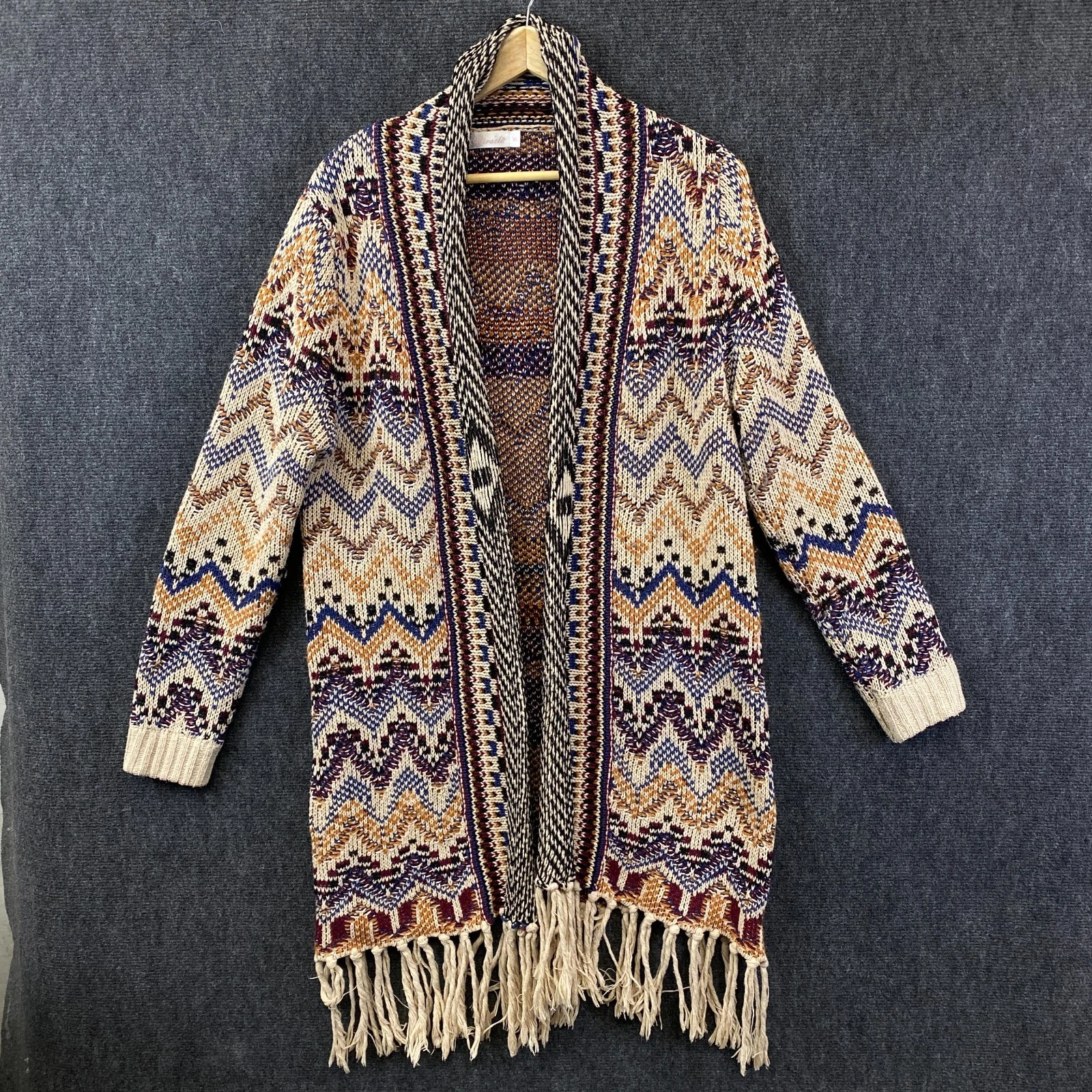 Miracle Womens Open Front Cardigan Sweater Brown Wool Blend Knit Tassels Sz M/L
Opens in a new windo