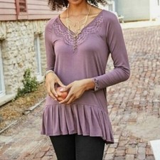 MATILDA JANE XL Purple Mauve Moments With You Seasonal Goods Tunic Top Boho