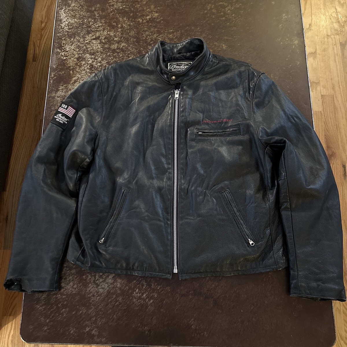 90s Indian vintage シングルライダースジャケット Vintage Indian Motorcycle 100 Year Centennial Ride Leather