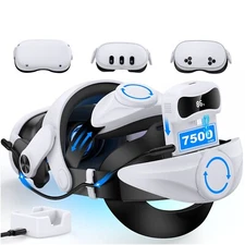 For Meta Quest 3s/3/2 Head Strap,VR Headset Strap+7500mAh Battery+Charging Dock