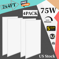 4pcs LED Flat Panel Troffer 2x4Ft 75W Edge-Lit Drop Ceiling Light Dimmable 0-10v
