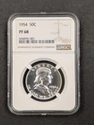 1954 PF68 Franklin Half Dollar NGC, 50c, NGC Value $800, Cert Number 001