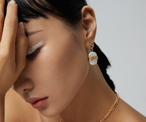 Halskette und Ohrringe Set 18 K vergoldet 925 Sterling Silber Süsswasserperlen - Picture 21 of 25