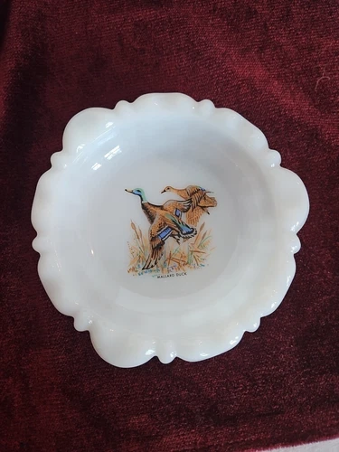 Vintage Anchor Hocking Fire King Game Bird Ash Tray Mallard Duck Cottage Core