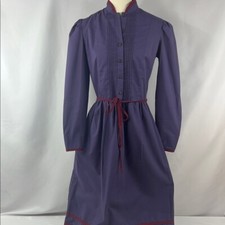 Vintage Lanz Original Purple Grannycore Prairie Fit & Flare Dress Size Small