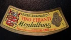 Vintage 1950s CHIANTI MONTALBANO WINE FIASCO LABEL cm 10 x 3.5