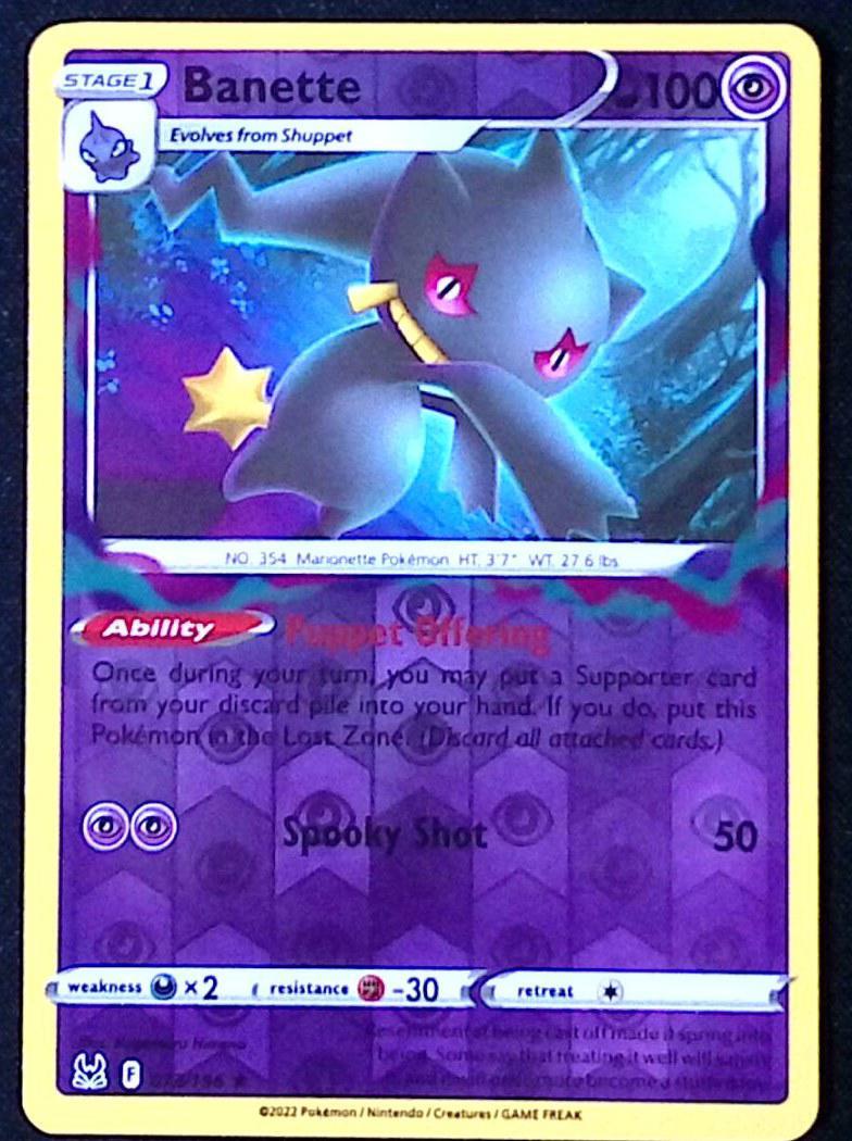 Banette - 73/196 - Pokemon Lost Origin Reverse Holo Rare - NM