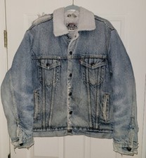 Vtg. 80s Levis Sherpa Lined Denim Jacket MEDIUM 70609 Heavily Distressed USA