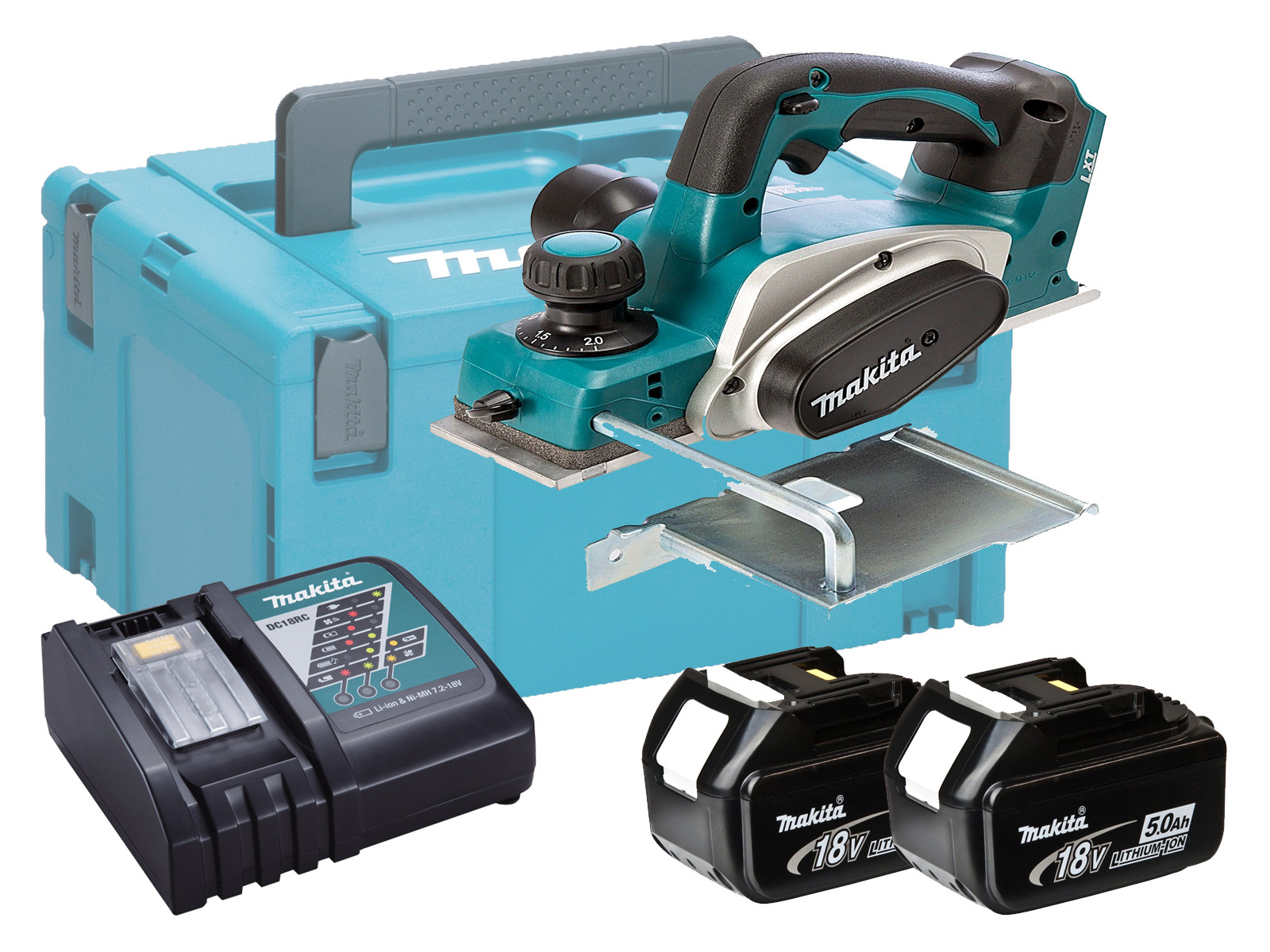 Makita DKP180RTJ 18v LXT Brushed Planer 82mm - 5.0Ah Pack