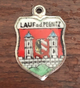 Vintage Lauf a.d. Pegnitz Germany 800 Reu Silver Enamel Shield Charm