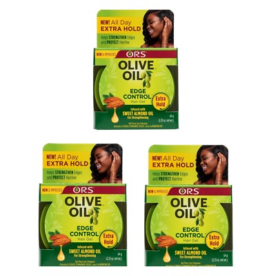 3x ORS Olivenöl Edge Control Haargel Extra Halt 64g/2,25oz