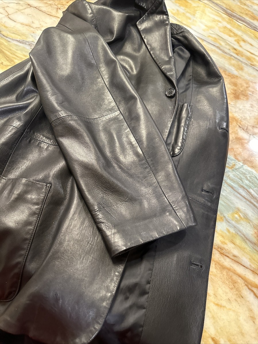 DONNA KARAN SIGNATURE MEN LEATHER JACKET BLACK XXL VINTAGE DONNA KARAN SIGNATURE MEN LEATHER JACKET BLACK XXL VINTAGE