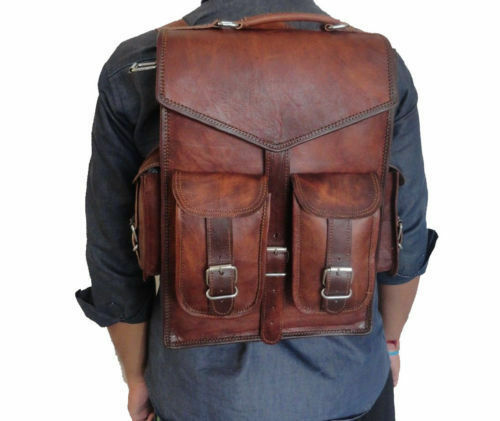 Mochila De Viaje Para Laptop De Cuero Real Para Hombre Y Mujer, Bandolera Casual