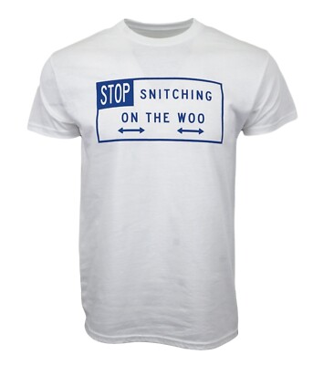 POP SMOKE X VLONE STOP SNITCHING ON THE WOO T SHIRT WITH NAVY T