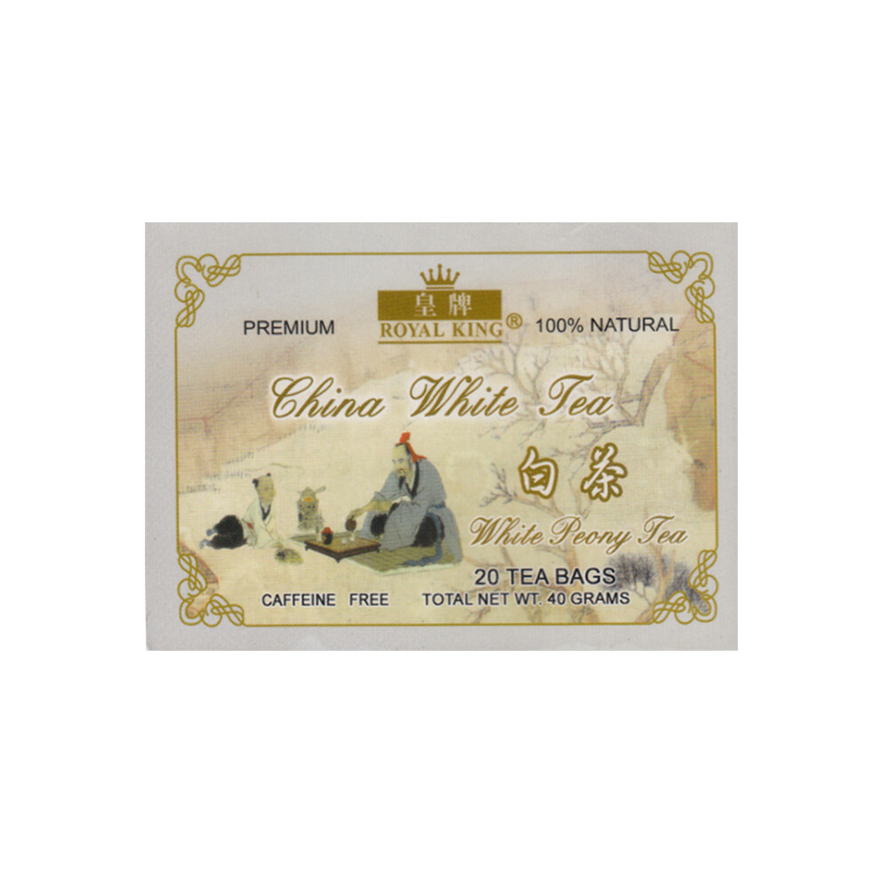 Premium China White Peony Tea - 20 Tea bags - 100% Natural - Caffeine Free Tea