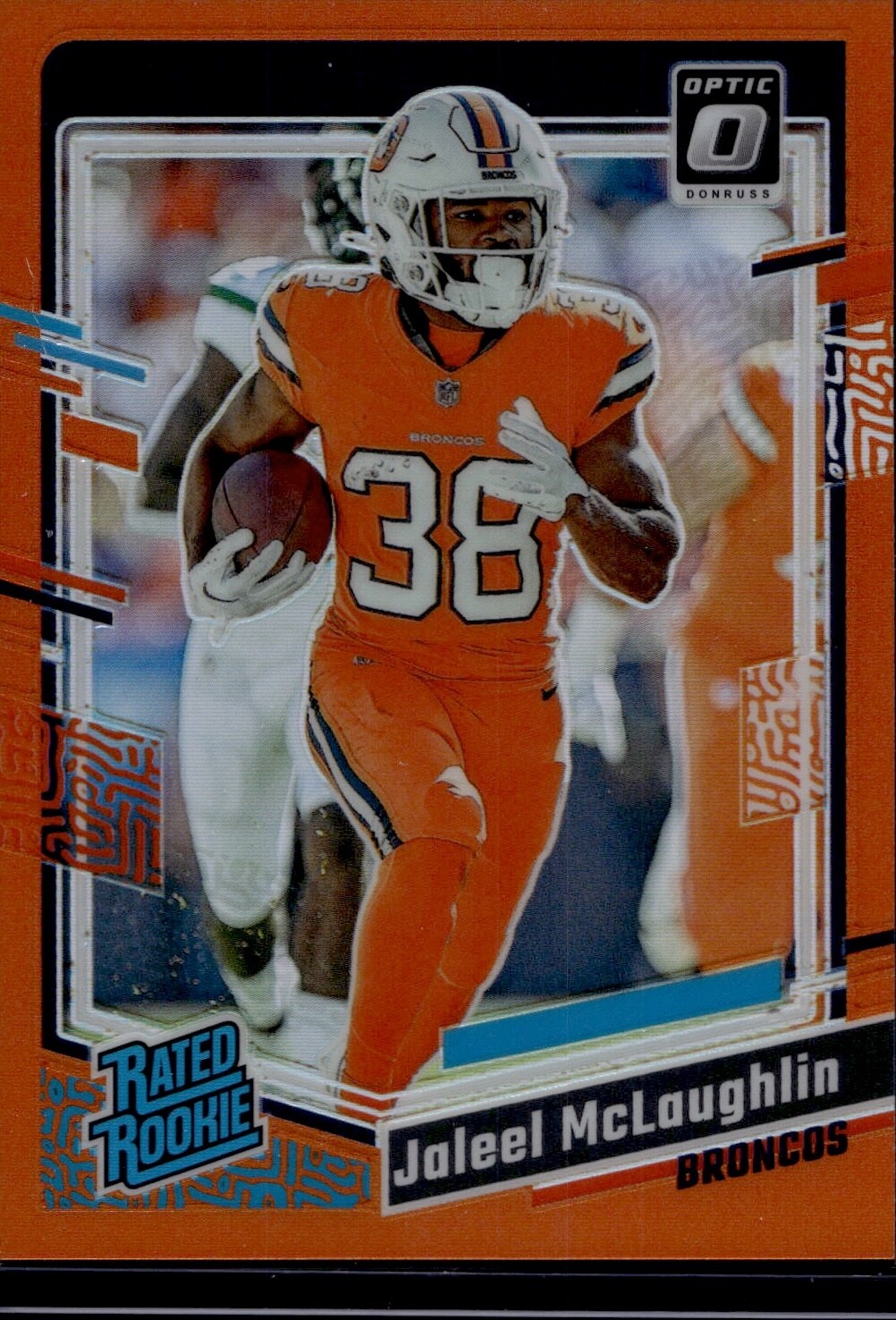 2023 Panini Optic Donruss Jaleel McLaughlin #232 Rated Rookie RC Orange /249