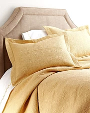 CORNSILK YELLOW Twin Full Queen or King QUILT : GOLD COTTON MATELASSE COVERLET