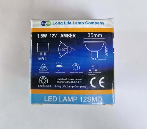 1.5W MR11 Amber GU4 12V 2 Pin LED 12SMD Reflector Spotlight Light Bulb Lamp - Picture 2 of 3