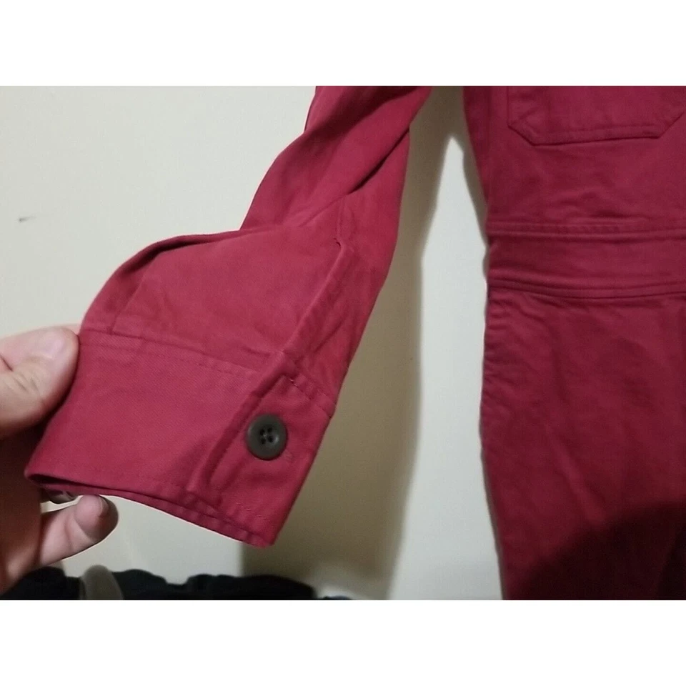 MADEWELL GARMENT DYED DENIM JEAN SLIM COVERALL JUMPSUIT BURGUNDY SIZE 4 - Image 3 of 4