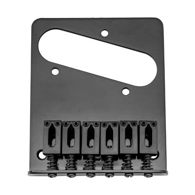 Musiclily Black 54mm Guitar Bridge Assembly 6 Saddles Dual-load For Telecaster
