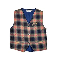 Vintage Tangibles 90s Plaid Vest Chain Stitch Skater Surfer Grunge Hip Hop