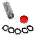 20 Air-Tite 16mm Black Ring 1/10oz Gold Eagle Coin Holders & Red Capsule Tube