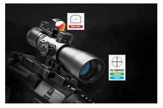 Scope 3-9X42 P4 Sniper Blue/Green Illuminate Picatinny Mount Red Micro Dot - Image 3 of 4