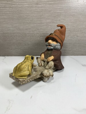 Gnomes Sleepy Hollow Figurine 1990 Bachwurks Holland Frog Teeter Totter Signed