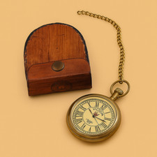 Antique Brass Pocket watch Victoria 1875 with Leather Box Occasion vintage Gift